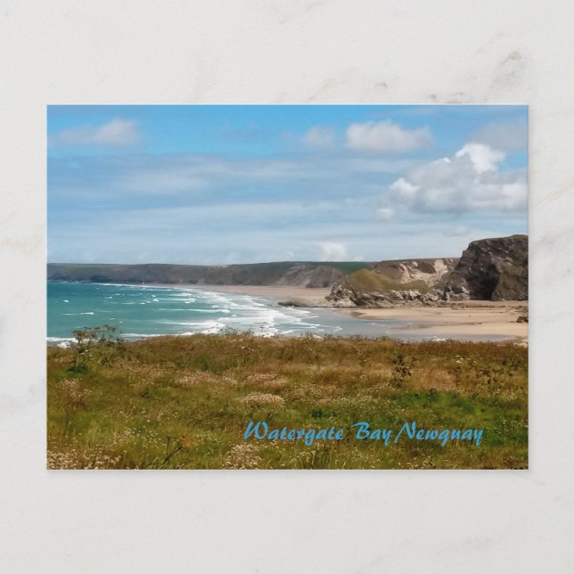 Postal Fotografía de Cornwall de Watergate Bay Newquay (Anverso)
