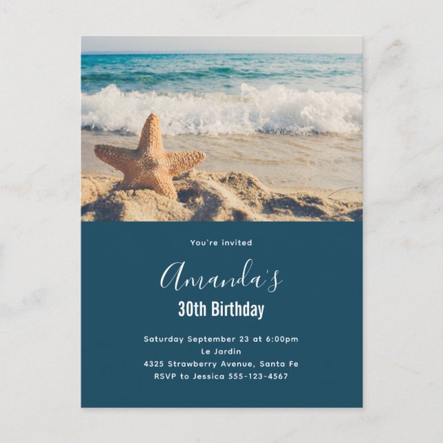 Postal Fotografía de cumpleaños de una estrella de mar en (Anverso)