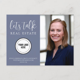 Postal Fotografía de información de contacto azul profesi