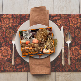 Postal Fotografía de la cosecha de calabaza de Halloween 