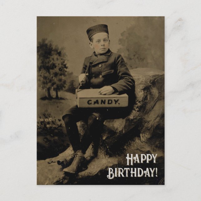 Postal Fotografía de la época cuta Feliz cumpleaños en bl (Anverso)