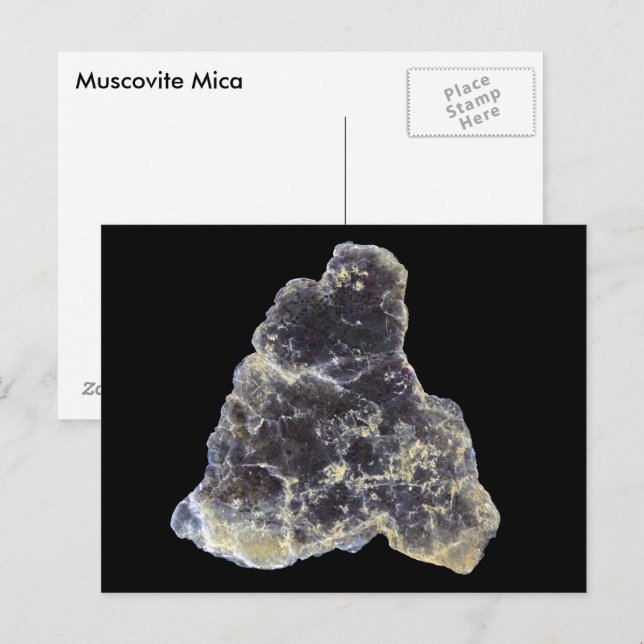 Postal Fotografía de la Naturaleza Muscovita Mica Mineral (Anverso / Reverso)
