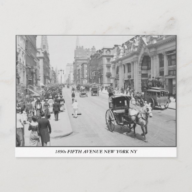 Postal Fotografía de la Quinta Avenida Nueva York de 1890 (Anverso)