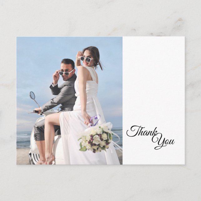 Postal Fotografía de marco de caligrafía negra simple gra (Anverso)