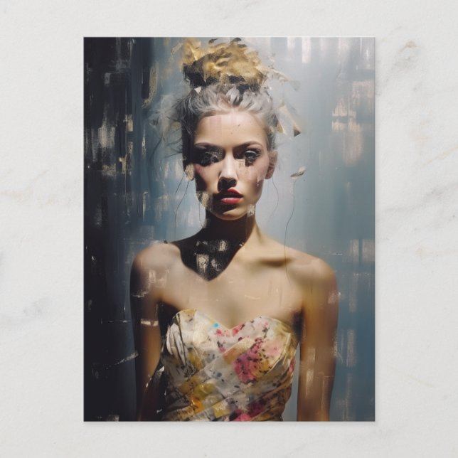Postal Fotografía de mujer rubia modelo de moda (Anverso)