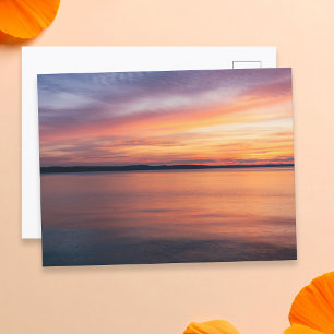 Postal Fotografía de paisaje de puesta de sol naranja y p