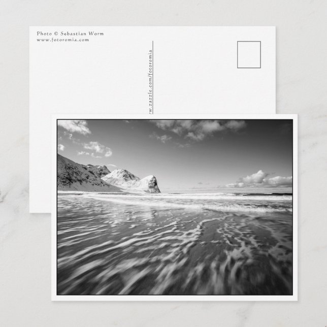 Postal Fotografía de paisaje negro y blanco (Anverso / Reverso)