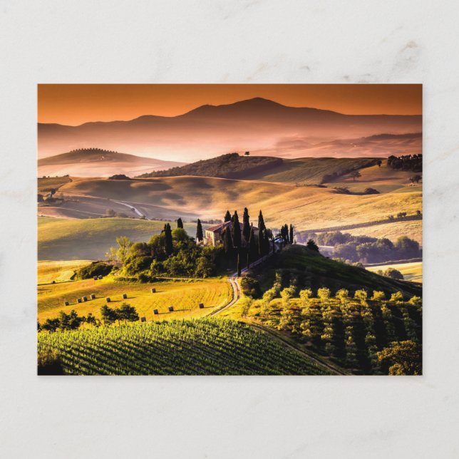 Postal Fotografía de paisajes de la Toscana, Italia (Anverso)