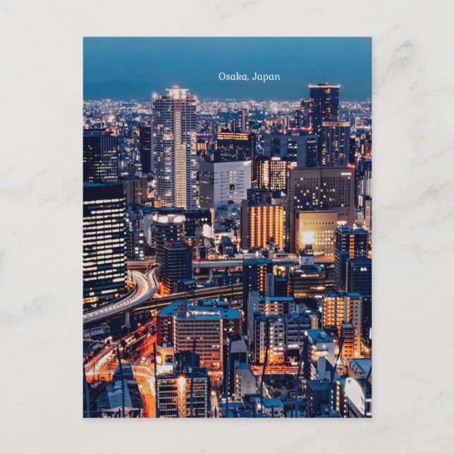 Postal Fotografía de paisajes urbanos de Osaka Japón (Anverso)
