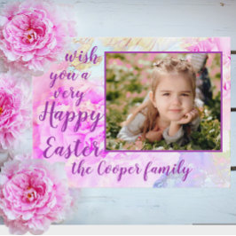 Postal Fotografía de Pascua Feliz Flores Peony