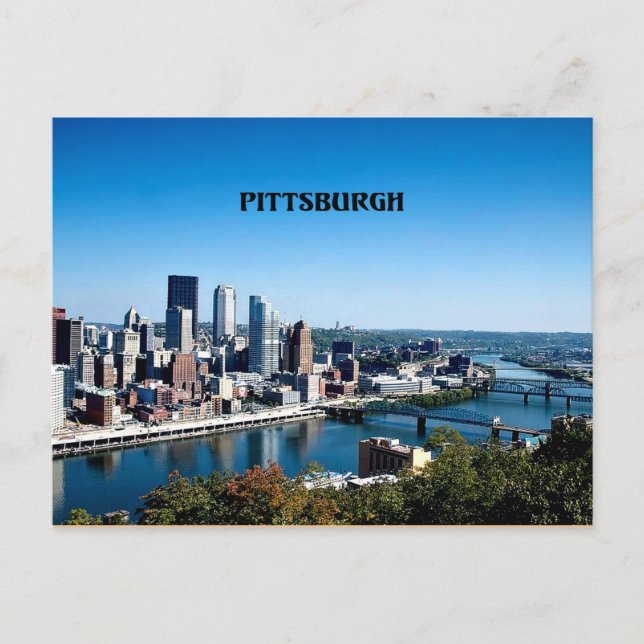 Postal Fotografía de Pittsburgh, Pennsylvania en el horiz (Anverso)