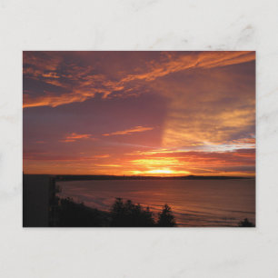 Postal Fotografía de puesta de sol en el océano naranja