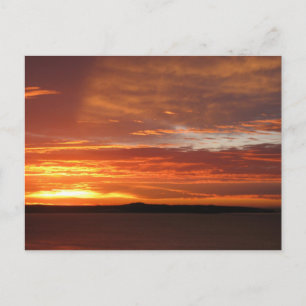 Postal Fotografía de puesta de sol en el océano naranja