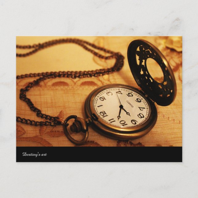 Postal Fotografía de reloj de bolsillo vintage (Anverso)