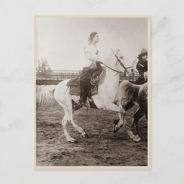 Postal Fotografía de Rodeo Cowgirl Vintage (Anverso)