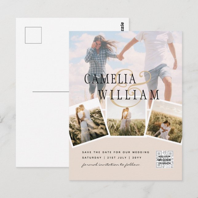 Postal Fotografía de Rubor de Champagne Guardar la fecha  (Anverso / Reverso)