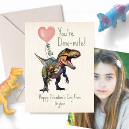 Postal Fotografía de San Valentín de Dinosaur Dino-mite