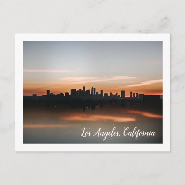 Postal Fotografía de Skyline en Los Ángeles al atardecer (Anverso)