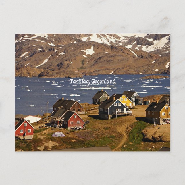 Postal Fotografía de Tasiilaq, Groenlandia (Anverso)