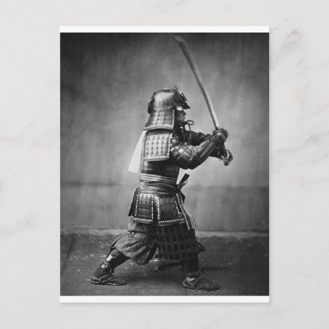 Postal Fotografía de un Samurai C. 1860 (Anverso)