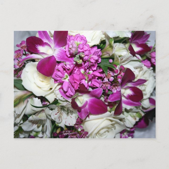 Postal Fotografía del acuerdo de las flores moradas y bla (Anverso)