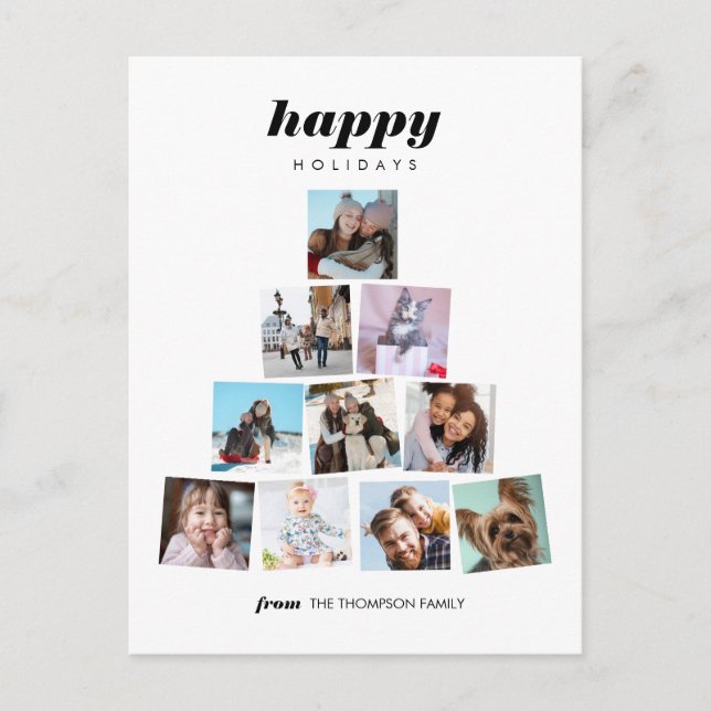 Postal Fotografía del árbol de Navidad familiar (Anverso)