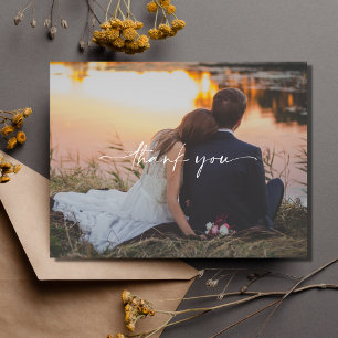 Postal Fotografía del Día de la Boda Simple Gracias Posta