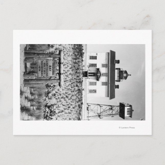 Postal Fotografía del faro de la bahía de Yaquina, OR (Anverso)