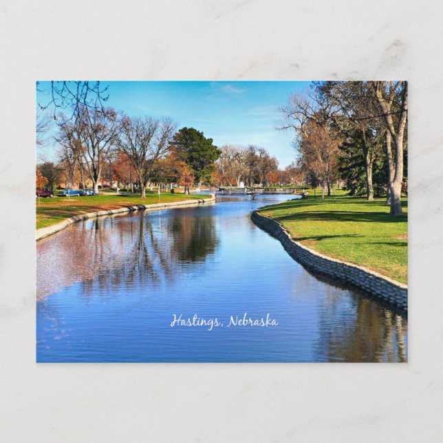 Postal fotografía del paisaje de Hastings, Nebraska (Anverso)