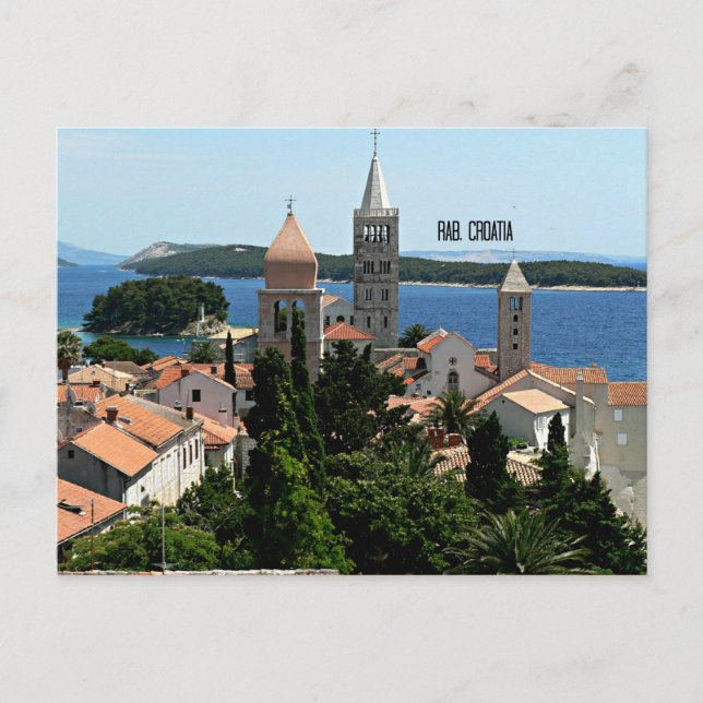 Postal Fotografía del paisaje de Rab, Croacia (Anverso)