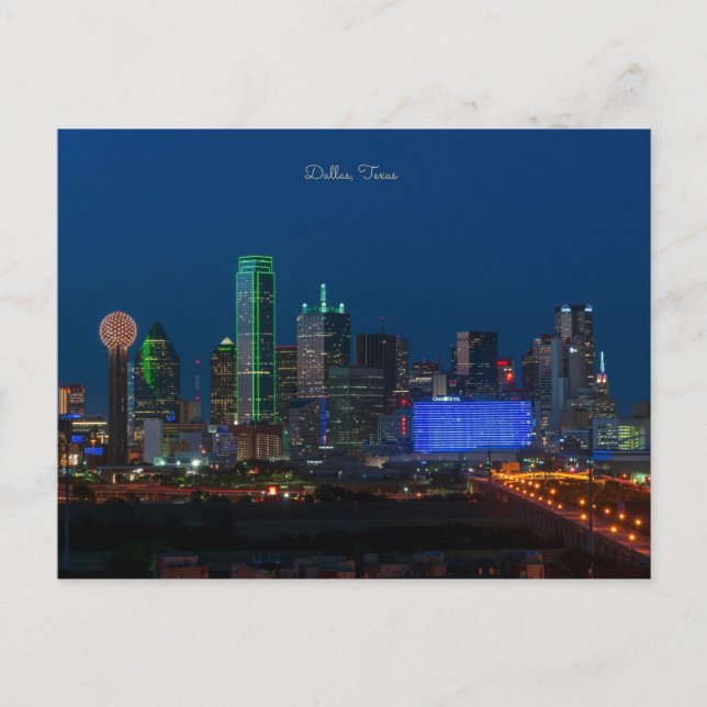 Postal Fotografía del paisaje urbano de Dallas, Texas (Anverso)