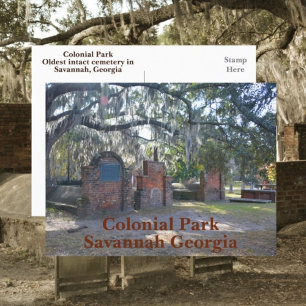 Postal Fotografía del Parque Colonial de Savannah Georgia