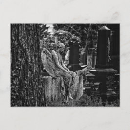 Postal Fotografía en blanco negro ángel melancólico