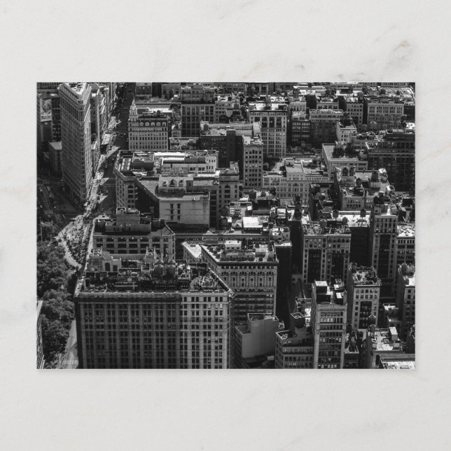 Postal Fotografía en blanco y negro de la ciudad de Nueva (Anverso)