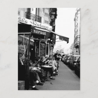 Postal Fotografía en blanco y negro de Le Refuge Cafe en