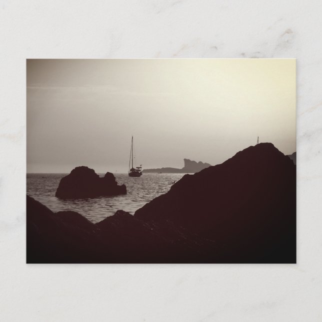 Postal Fotografía en blanco y negro náutico - Escape mari (Anverso)