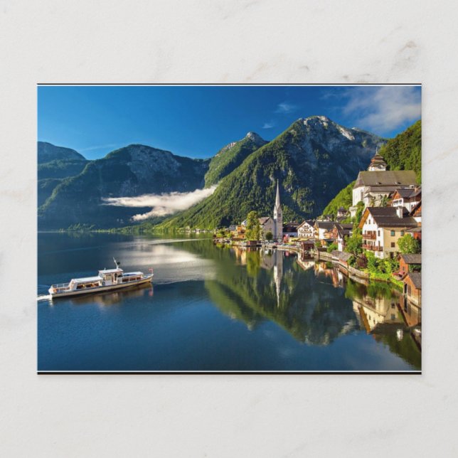 Postal Fotografía escénica de Hallstatt, Austria (Anverso)