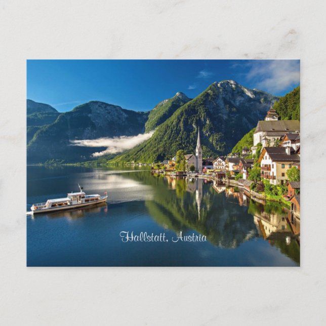 Postal Fotografía escénica de Hallstatt, Austria (Anverso)