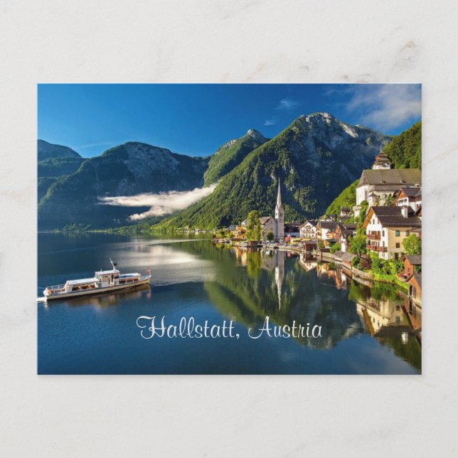 Postal Fotografía escénica de Hallstatt, Austria (Anverso)