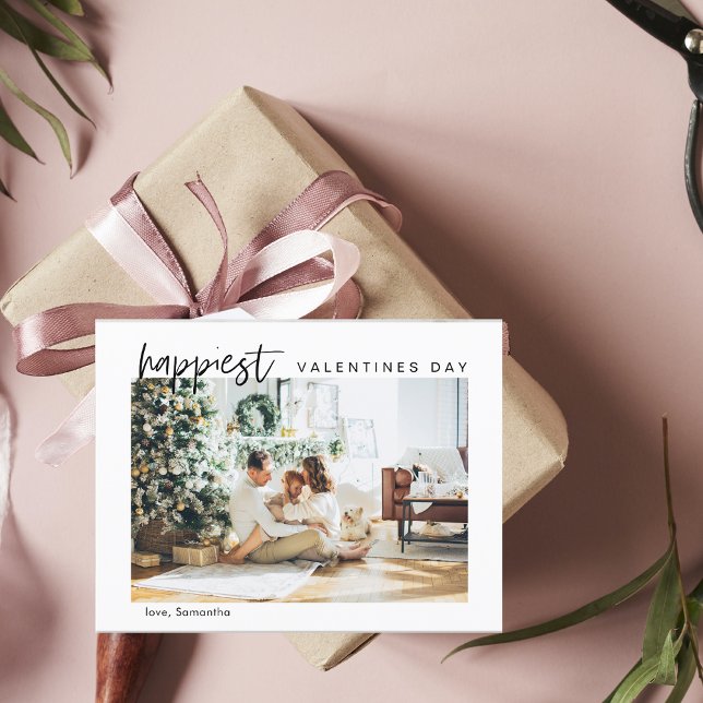 Postal Fotografía familiar moderna simple | Feliz San Val (Subido por el creador)