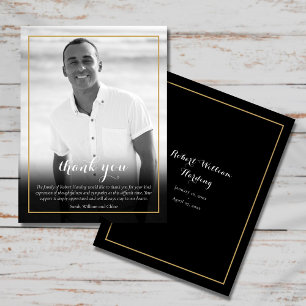 Postal Fotografía funeraria Elegante blanco y negro Graci