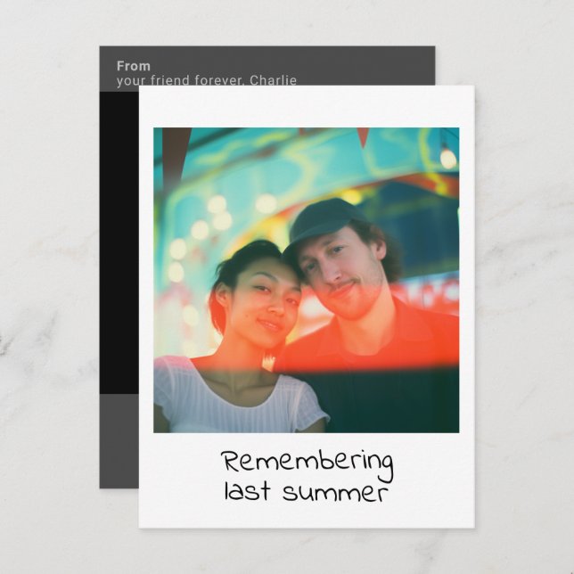 Postal Fotografía instantánea recuerdo retro (Anverso / Reverso)