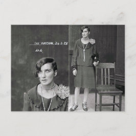 Postal Fotografía Inusual de Mug Shot Criminal de Época P