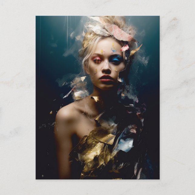 Postal Fotografía modelo de moda rubia (Anverso)