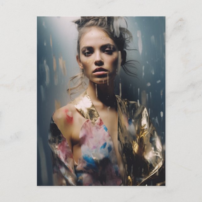 Postal Fotografía modelo de moda rubia (Anverso)