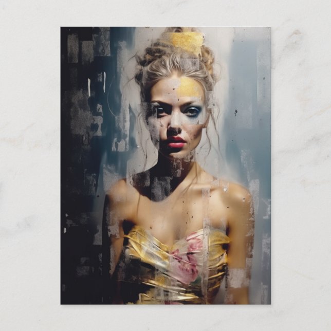 Postal Fotografía modelo de moda rubia (Anverso)