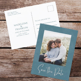 Postal Fotografía moderna simple caligrafía Elegante Azul