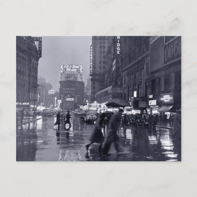 Postal Fotografía: NYC en la lluvia de los años 40 (Anverso)