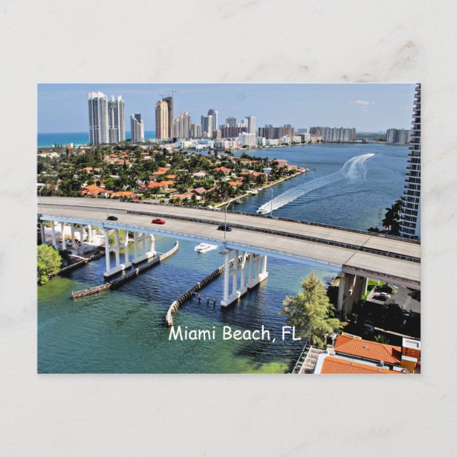 Postal Fotografía panorámica de Miami Beach, Florida (Anverso)