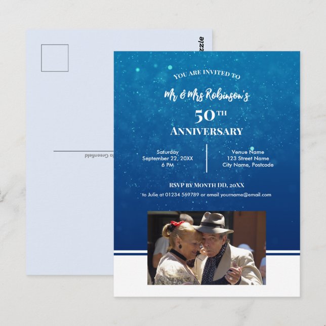 Postal Fotografía personalizada del 50 aniversario agua a (Anverso / Reverso)